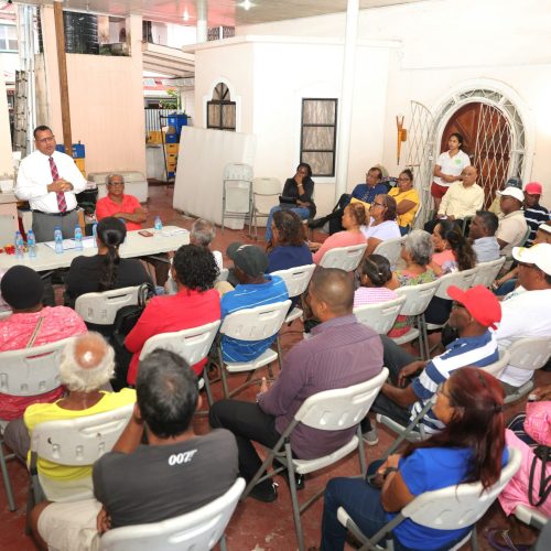 Minister of Housing and Water, Hon. Collin Croal addressing residents at the enagement.